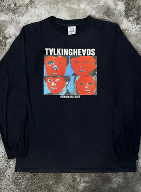 Talking Heads美式摇滚乐队人像印花圆领长袖T恤西海岸风潮牌上衣