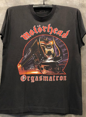 Motorhead摩托头摇滚乐队美式高街oversize宽松复古落肩短袖T恤潮