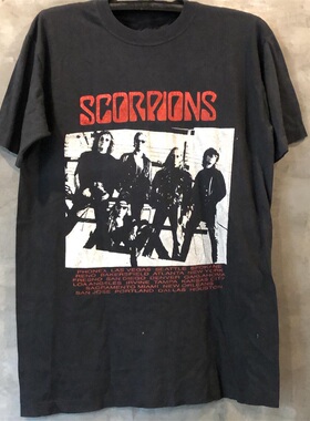 Scorpions蝎子乐队摇滚重金属哥特风潮流人像vintage复古短袖T恤