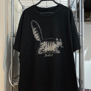 男女T恤棉 vibe风复古vintage短袖 Bad Cat坏猫卡通设计感小众美式