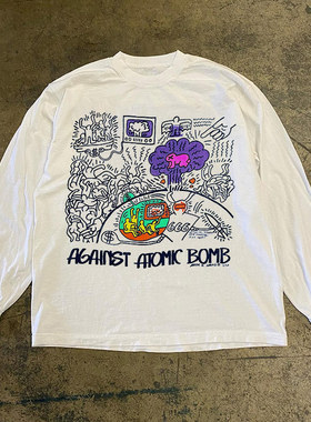 Keith Haring凯斯哈林联名波普风oversize小众潮牌长袖男女T恤棉