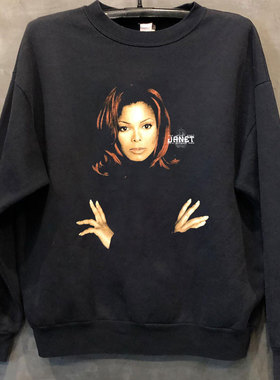 Janet Jackson珍妮杰克逊人像宽松休闲长袖上衣美式复古男女卫衣