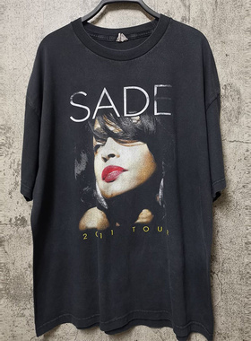 Sade莎黛欧美歌手人像印花短袖oversize美式复古街头男女纯棉T恤