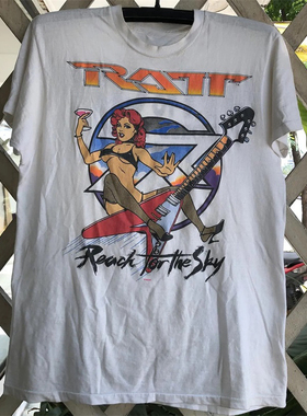 RATT摇滚乐队chic街头嘻哈质感短袖OS男女vintage复古潮流印花T恤