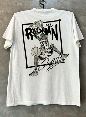篮板王Dennis Rodman丹尼斯·罗德曼漫画风短袖T恤美式设计感半袖