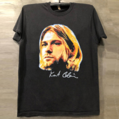 Kurt 男 半袖 Cobain科特·柯本潮牌人像短袖 T恤vintage小领口美式