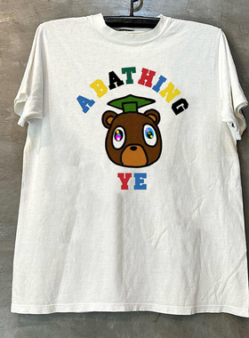 Dropout bear辍学熊侃爷潮牌直喷短袖T恤hiphop重磅美式圆领潮tee