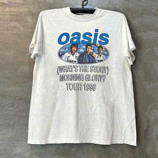 男 街头痞帅半袖 Oasis绿洲摇滚乐队短袖 T恤Rapcore人像氛围感美式