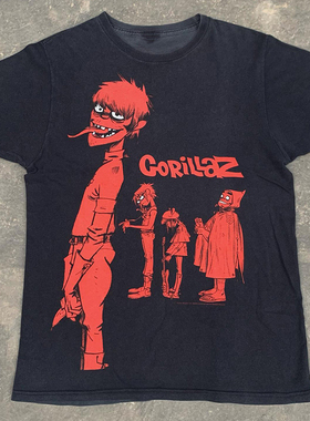 Gorillaz街头顽童乐队欧美高街vibe嘻哈复古vintage男女短袖T恤棉