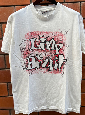 limp bizkit林普巴兹提特乐团OS风潮牌小领口五分袖美式短袖T恤男