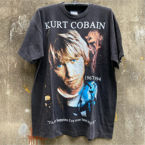 KurtCobain人像印花短袖T恤