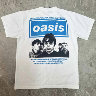 Oasis绿洲摇滚乐队人像直喷印花短袖T恤vintage古着感美式半袖潮