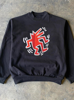 Keith Haring凯斯哈林街头涂鸦艺术oldschool学院风男女长袖卫衣