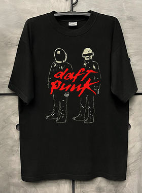 Daft Punk蠢朋克乐队chic嘻哈高级感cityboy重磅棉男女短袖T恤潮