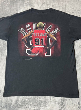 Rodman丹尼斯罗德曼chic嘻哈高街宽松vibe短袖男女纯棉小领口T恤