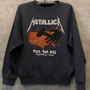 Metallica乐队Vintage古着男女连帽卫衣hiphop嘻哈小众设计感长袖