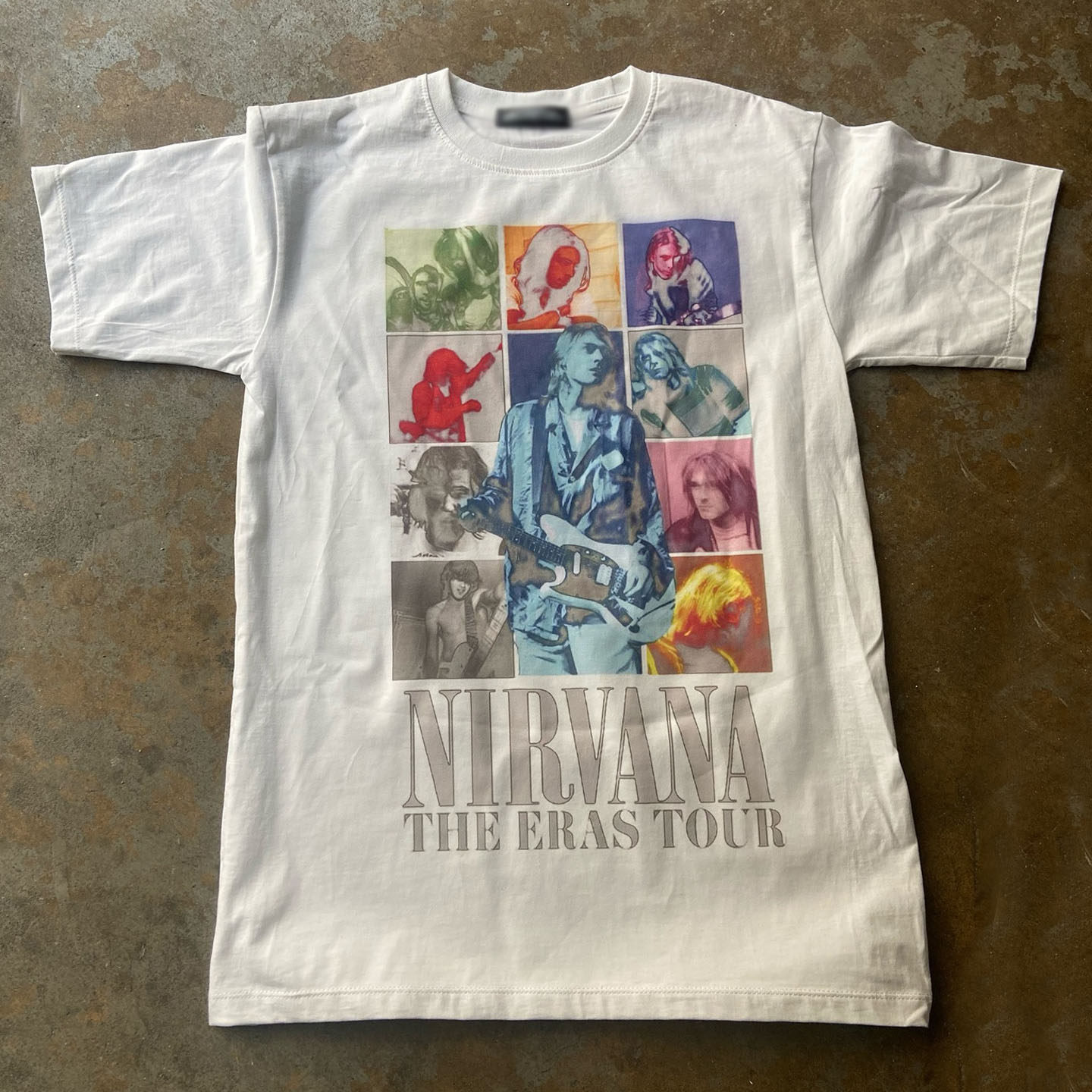 Nirvana涅槃乐队彩色拼贴插画短袖T恤Y2K波普艺术重磅纯棉半袖潮