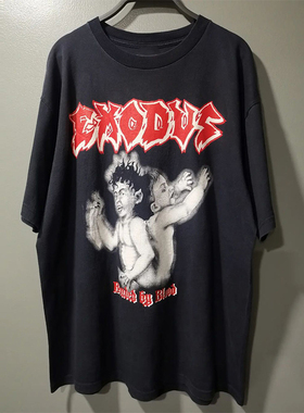 Exodus乐队激流金属周边oversize欧美摇滚风重磅棉短袖男女T恤潮