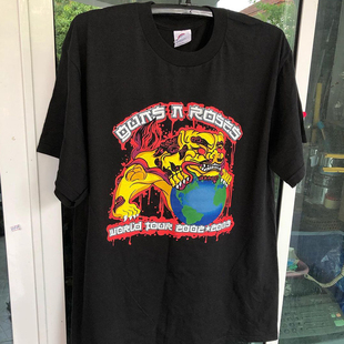 Guns N' Roses枪花枪炮与玫瑰摇滚乐队世界巡演男女宽松短袖T恤潮