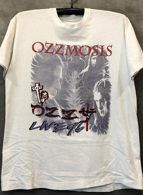 Ozzy Osbourne奥兹摇滚乐队朋克摇滚欧美风美潮落肩短袖男女T恤棉