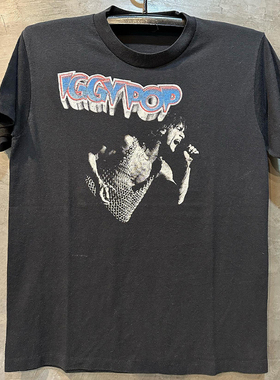 Iggy Pop伊基·波普朋克教父vintage复古重磅人像短袖男女纯棉T恤