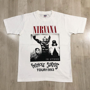 NIRVANA涅槃天使摇滚乐队科特柯本短袖T恤vintage复古宽松情侣tee