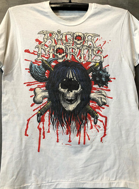 Rigor Mortis摇滚乐周边墨点骷髅潮牌短袖泼墨字母hiphop炸街T恤