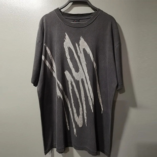 Korn科恩乐队美潮炸街hiphop字母印花短袖男女阿美咔叽重磅棉T恤