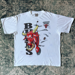 Chicago Bulls时尚潮牌原宿风短袖T恤vintage古着感美式重磅棉tee
