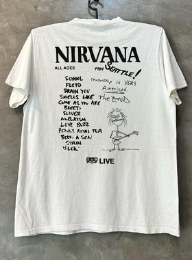 Nirvana涅槃乐队短袖T恤vintage学院风美式涂鸦设计感高街半袖潮