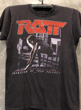 RATT鼠王乐队旋律重金属oversize高街潮流落肩短袖男女重磅棉T恤