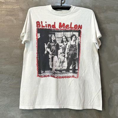 盲瓜乐队美式纯棉小领口短袖T恤