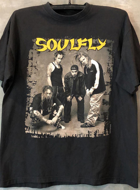 Soulfly飞灵乐队欧美街头潮流摇滚vibe风短袖男女重磅棉痞帅Tee恤