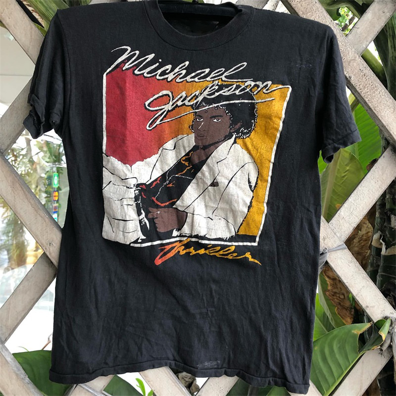 Michael Jackson迈克尔&middot;杰克逊人像vintage复古短袖美式纯棉T恤