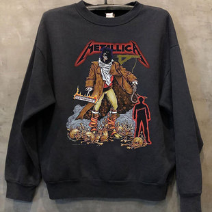 METALLICA金属乐队地球人美式vintage复古长袖卫衣男女宽松外套潮