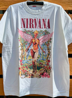 Nirvana涅槃天使乐队周边短袖T恤男hiphop嘻哈潮牌美式重磅棉tee