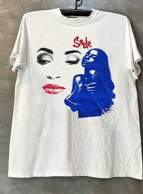 Sade歌手莎黛高街人像爵士乐短袖T恤vintage重磅痞帅美式五分袖潮