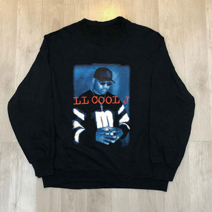 LL Cool J美式饶舌人像街头长袖男女oversize西海岸圆领卫衣帽衫