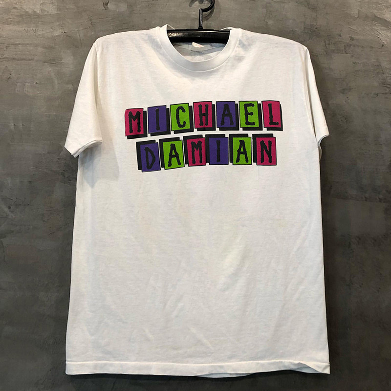 Michael Damian迈克尔达米安摇滚彩色字母hiphop嘻哈男女短袖T恤