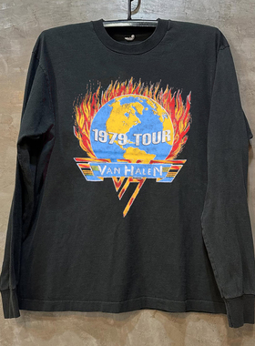 Van Halen范·海伦乐队美式重磅棉潮牌长袖T恤vintage古着感上衣