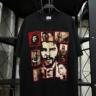 Che Guevara切·格瓦拉重磅棉短袖T恤hiphop高街痞帅美式复古半袖