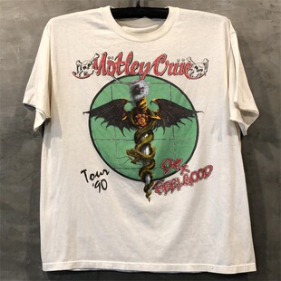 Motley Crue克鲁小丑乐队华丽摇滚金属高街vintage复古男女T恤潮