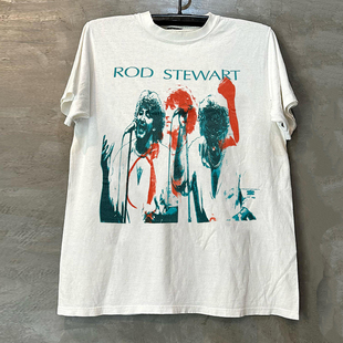 Rod Stewart摇滚歌手洛·史都华直喷短袖T恤vibe美式氛围感半袖潮
