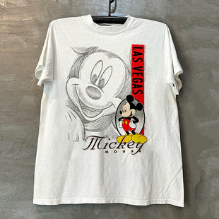 Mickey Mouse米老鼠怀旧动画短袖T恤ulzzang原宿风重磅情侣棉tee