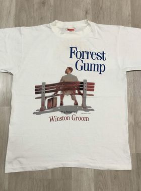 Forrest Gump阿甘正传欧美电影周边短袖黄色笑脸高街男女宽松T恤