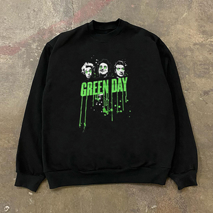 Green Day绿日乐队摇滚街头chic嘻哈朋克风复古潮流男女长袖卫衣