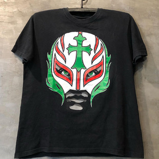 WWF摔角手Rey Mysterio雷密斯特里奥面具学院风短袖男女宽松T恤潮