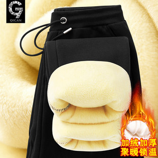 青少年加绒裤子男2025新款冬季加厚保暖秋冬款学生男款休闲裤长裤