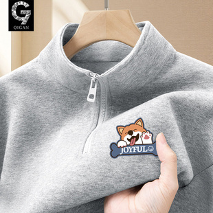 卫衣男款青少年2026新款春秋款初中生重磅休闲立领半拉链外套上衣