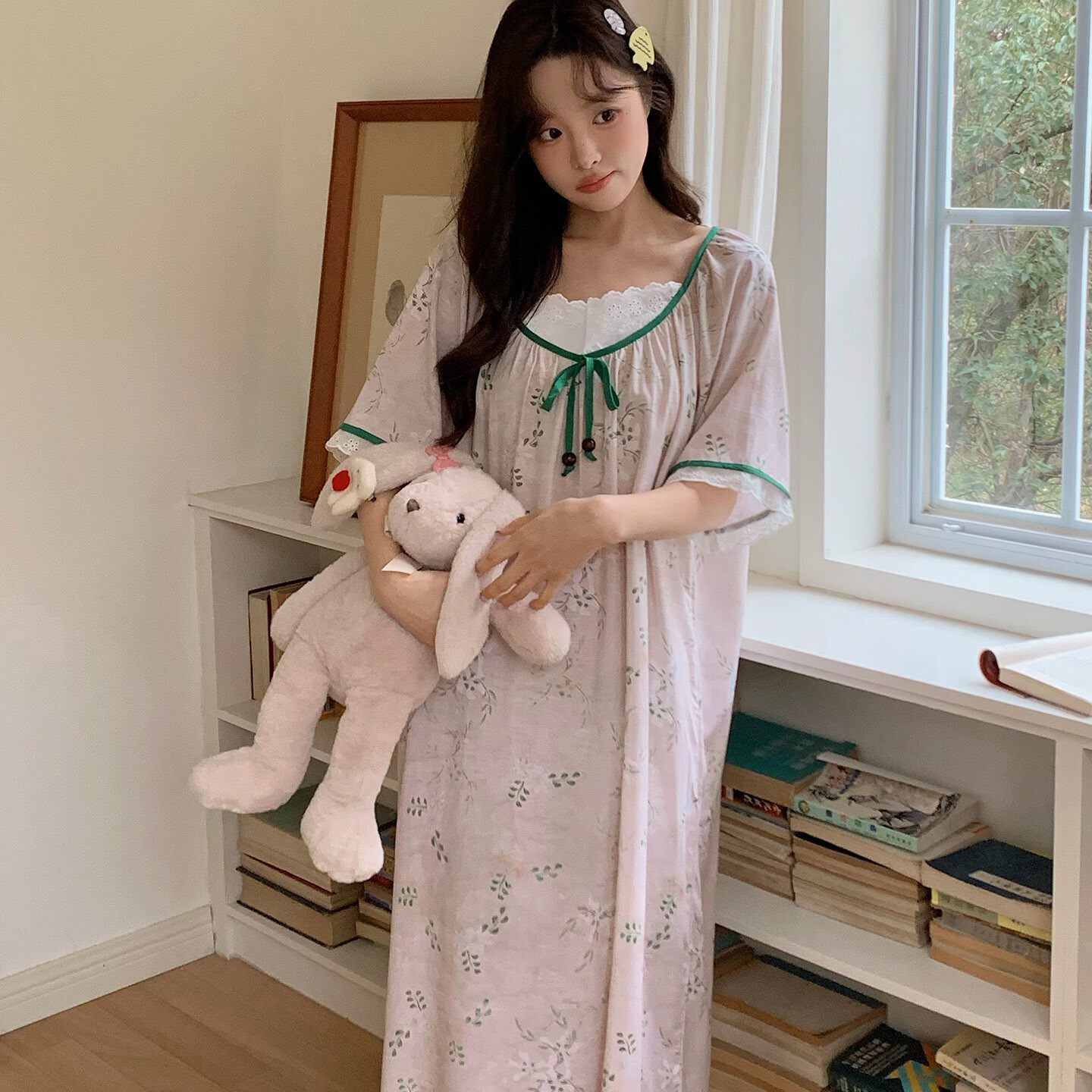 2026夏季短袖睡裙休闲宽松加肥大码睡衣中裙女款棉绸家居服连衣裙